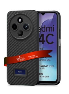 Wtech Xiaomi Redmi 14C 4G 2024  / Xiaomi Redmi 14R 5G 2024 / Xiaomi Redmi A4 5G 2024 Liquid Silicone Carbon Fiber Texture Case Cover - Black  - Image 1