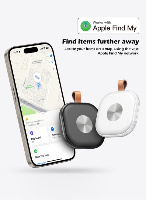 Smart Bluetooth Tracker Key Finder Item Locator Tracking Tag for Keys Bags Anti-lose AirTag iOS Compatible Support Apple Find My Without Monthly fees Waterproof Black
