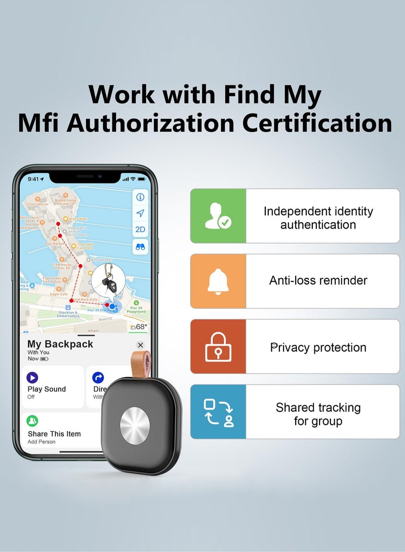 Smart Bluetooth Tracker Key Finder Item Locator Tracking Tag for Keys Bags Anti-lose AirTag iOS Compatible Support Apple Find My Without Monthly fees Waterproof Black