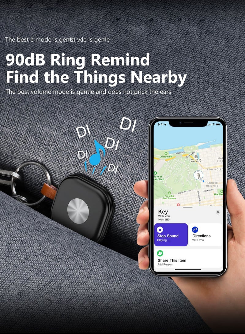 Smart Bluetooth Tracker Key Finder Item Locator Tracking Tag for Keys Bags Anti-lose AirTag iOS Compatible Support Apple Find My Without Monthly fees Waterproof Black
