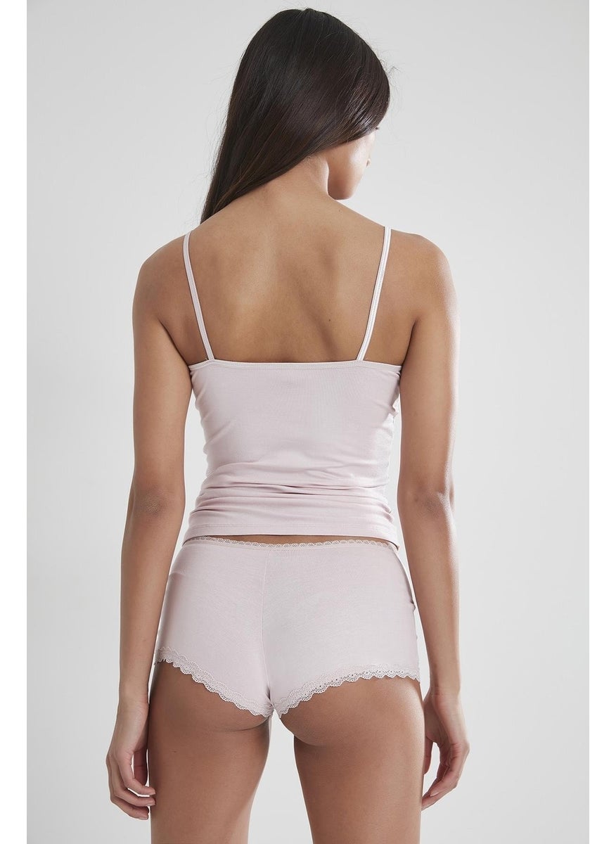 pierre cardin 361 Women's Lace Combed Cotton Undershirt Panties Camisole Set - Powder  - Image 3