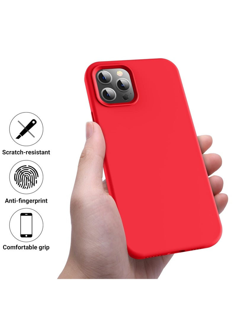 Generic - Compatible with iPhone 13 Pro Max (6.7 Inch) Case, Liquid Silicone Case, Full Body Protective Cover, Shockproof, Slim Phone Case, Anti-Scratch Soft Microfiber Lining - Red - Image 1