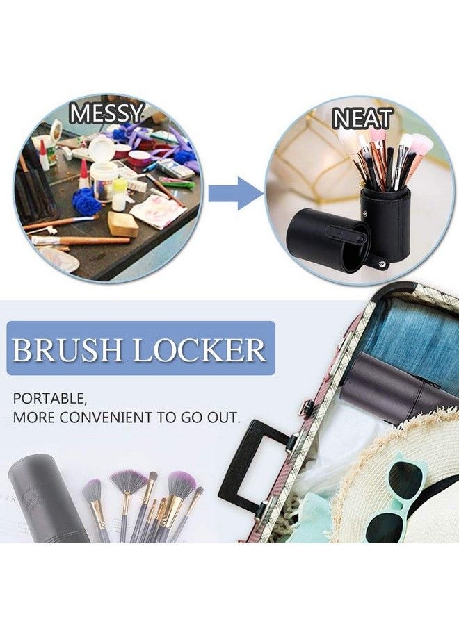 Electomania - Makeup Brush Holder Large Pu Leather Make Up Cosmetic Cup Holders Storage Organizer Case Box 9 X 3.1Inch (Black) - Image 1