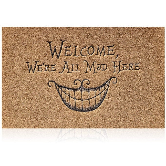 SMILEY DOORMATS DOOR MAT FUNNY WELCOME MATS FOR FRONT DOOR OUTDOOR WELCOME WERE AU MAD HERE MAT WITH NON SLIP RUBBER BACKINGHEAVY DUTY DOOR MAT INDOOR BROWN EASY TO CLEAN