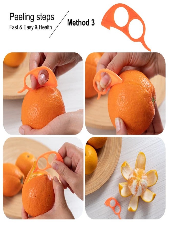 Soft Home Premium Plastic Orange Peeler Lemon Citrus Peel Cutter Vegetable Slicer Fruit Tools (Long Handle Type Orange 4 Pack; Mouse Type orange 2 Pack) - Image 5