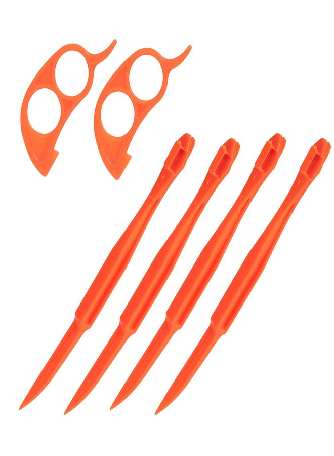Soft Home Premium Plastic Orange Peeler Lemon Citrus Peel Cutter Vegetable Slicer Fruit Tools (Long Handle Type Orange 4 Pack; Mouse Type orange 2 Pack) - Image 1