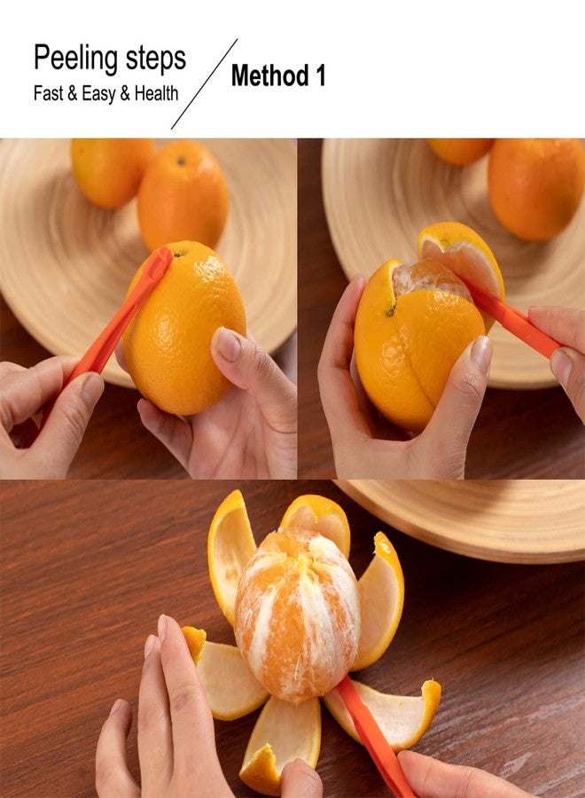 Soft Home Premium Plastic Orange Peeler Lemon Citrus Peel Cutter Vegetable Slicer Fruit Tools (Long Handle Type Orange 4 Pack; Mouse Type orange 2 Pack) - Image 3