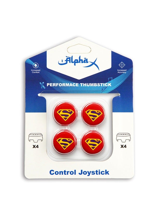 Alpha X 4-Piece Performance Thumbstick Grip SuperMan Theme Set for PS4/PS5 Controllers - Image 1