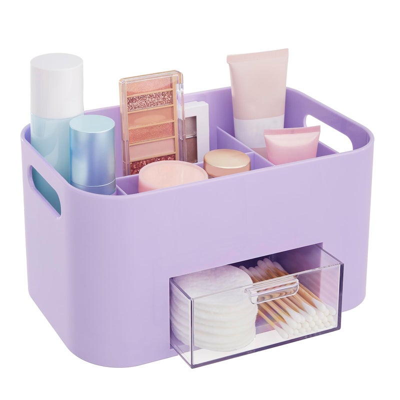 STORi Bliss Lilac Purple Makeup Organizer for Countertop Divided Bathroom Organizer Storage Drawer Makeup Brush Holder Cosmetic Nail Polish Organizer Made in USA
