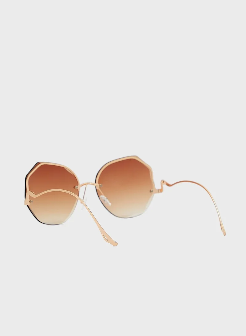 Ginger Curved Arm Oversized Sunglasses