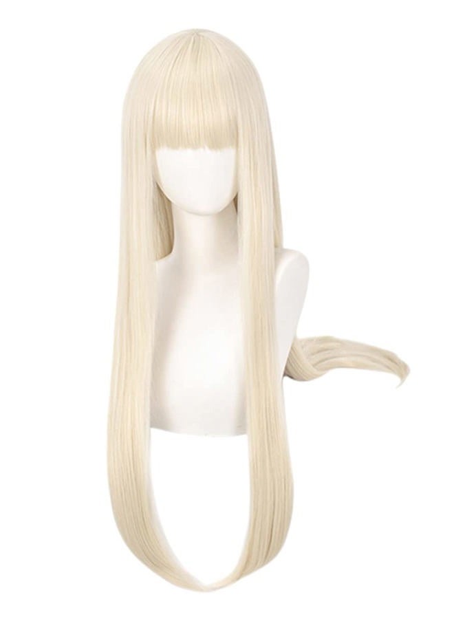 LeMarnia Cream Blonde Long Straight Bangs Wig for Girls Halloween Costume Party Wigs - Image 5
