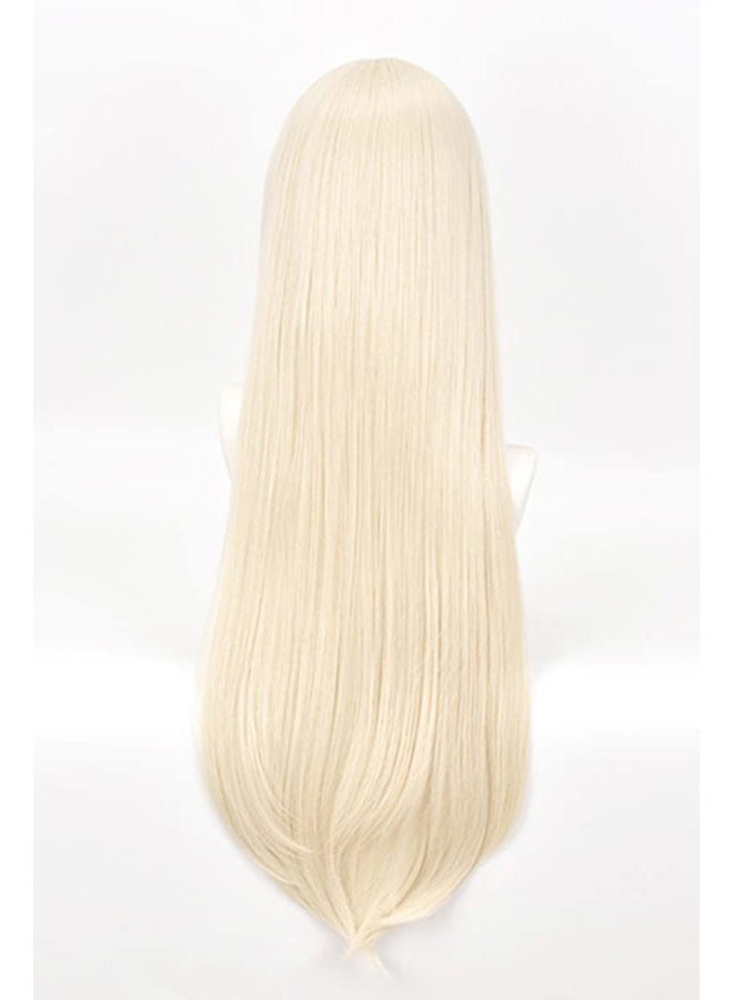 LeMarnia Cream Blonde Long Straight Bangs Wig for Girls Halloween Costume Party Wigs - Image 4