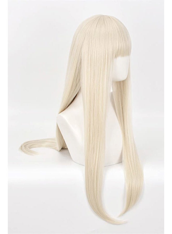 LeMarnia Cream Blonde Long Straight Bangs Wig for Girls Halloween Costume Party Wigs - Image 3