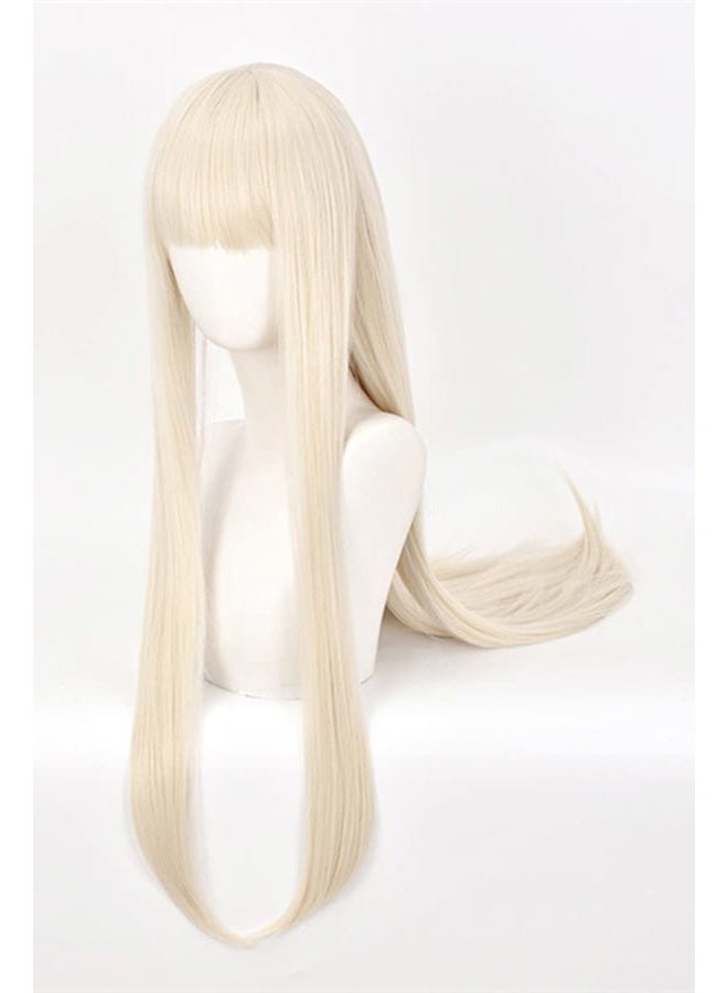 LeMarnia Cream Blonde Long Straight Bangs Wig for Girls Halloween Costume Party Wigs - Image 2