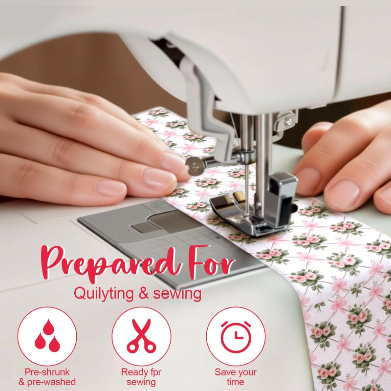 Remagr 100 Pcs Spring Floral Fabric Strips Cotton Pink Floral Jelly Fabric Bundles for Quilting Roll 20 x 2.55 Inch Vintage Retro Flower Quilting Patchwork Material for Sewing Quilters Cloth DIY Craft - Image 2