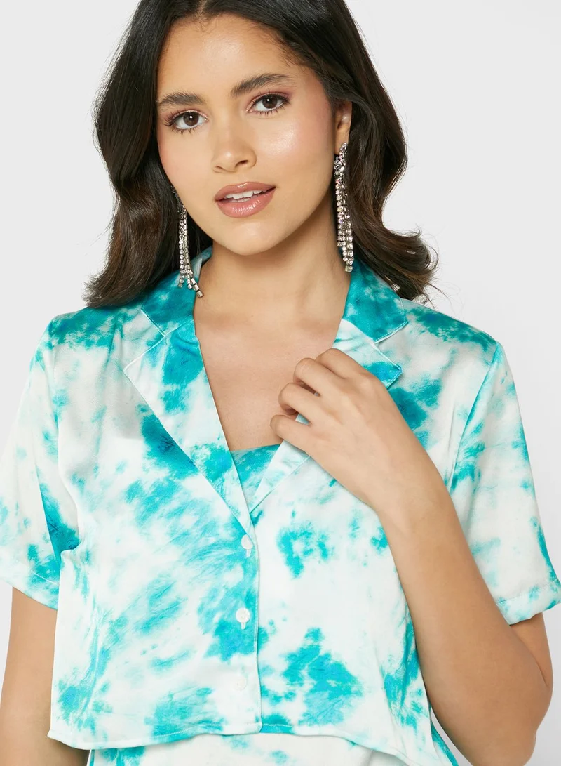 Topshop Petite Tie-dye Print Shirt
