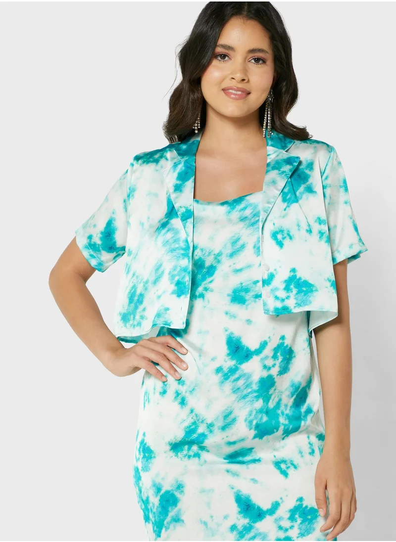 Topshop Petite Tie-dye Print Shirt