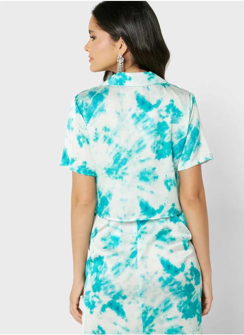 Topshop Petite Tie-dye Print Shirt