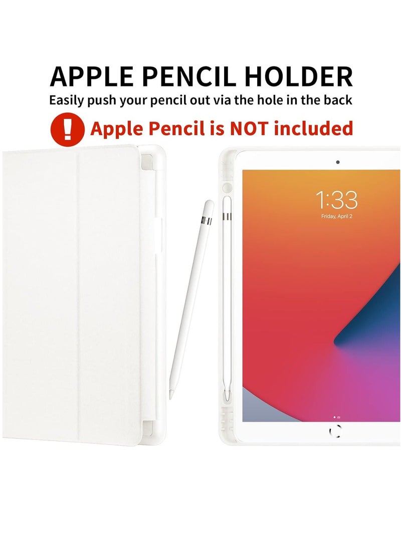 MUNTAQI iPad 9th/8th/7th Generation Case (2021/2020/2019) - 10.2-Inch Case with Pencil Holder [Sleep/Wake], Slim Soft TPU Back Smart Magnetic Stand Protective Cover (White) - Image 3