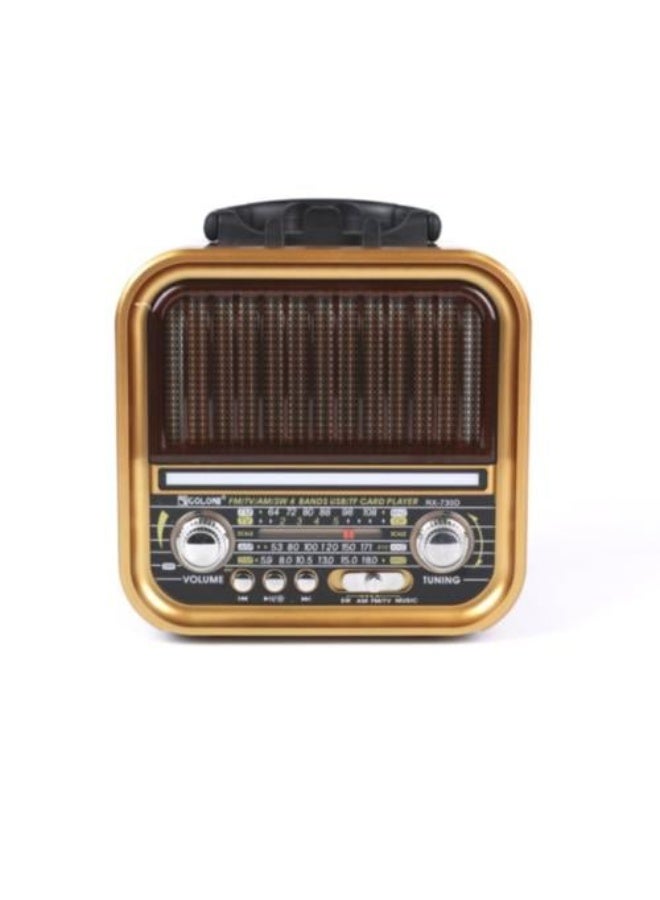 جولون مكبر صوت RX-730D بتصميم كلاسيكي، إضاءة ديسكو AM FM SW TV، 4 نطاقات صوت ستيريو، مكبر صوت راديو BT USB TF TWS، مكبر صوت FM كلاسيكي - Image 1