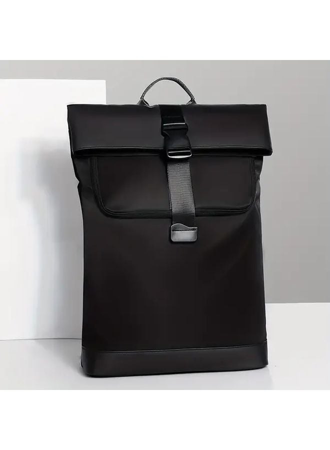 Black Mens Faux Leather Laptop Backpack Anti Theft Durable Breathable Multiple Compartments - Image 1