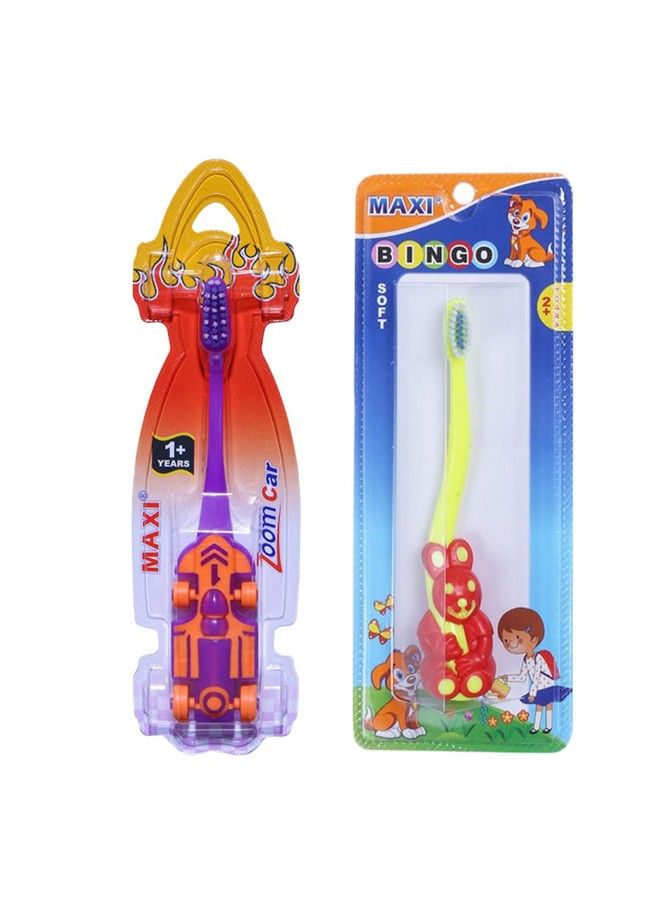 Maxi Oral Care Combo Of 4 (2 Kids) Zoom Car Junior Toothbrush & (2 Kids) Bingo Junior Toothbrush - Image 5