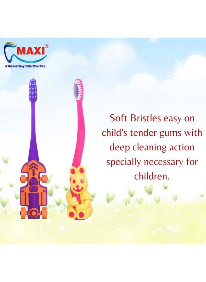 Maxi Oral Care Combo Of 4 (2 Kids) Zoom Car Junior Toothbrush & (2 Kids) Bingo Junior Toothbrush - Image 3