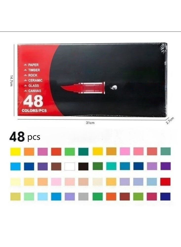 48 Colors acrylic paint Pens - Soft Brush Tip Acrylic Markers, Quick-Drying Waterproof Acrylic paint Markers for Canvas, Wood, Metal, Ceramic, Stone, Egg, Rock Painting and DIY Art Crafting - Image 2
