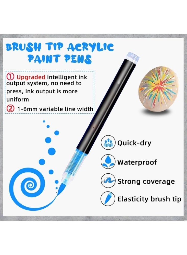 48 Colors acrylic paint Pens - Soft Brush Tip Acrylic Markers, Quick-Drying Waterproof Acrylic paint Markers for Canvas, Wood, Metal, Ceramic, Stone, Egg, Rock Painting and DIY Art Crafting - Image 3
