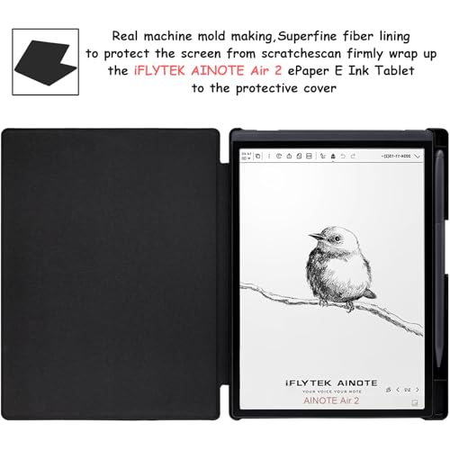 UMUBUHOMS Case for iFLYTEK AINOTE Air 2 Note-Taking Tablet 8.2", Premium PU Leather Ultra-Slim & Lightweight Durable Protective Folio Cover with Pen Holder Auto Sleep/Wake (Black) - Image 2