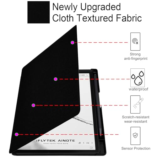 UMUBUHOMS Case for iFLYTEK AINOTE Air 2 Note-Taking Tablet 8.2", Premium PU Leather Ultra-Slim & Lightweight Durable Protective Folio Cover with Pen Holder Auto Sleep/Wake (Black) - Image 3