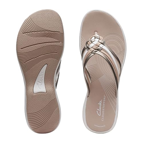 Clarks Womens Breeze Coral Flip-Flop, Metallic Combi, 7 US - Image 4
