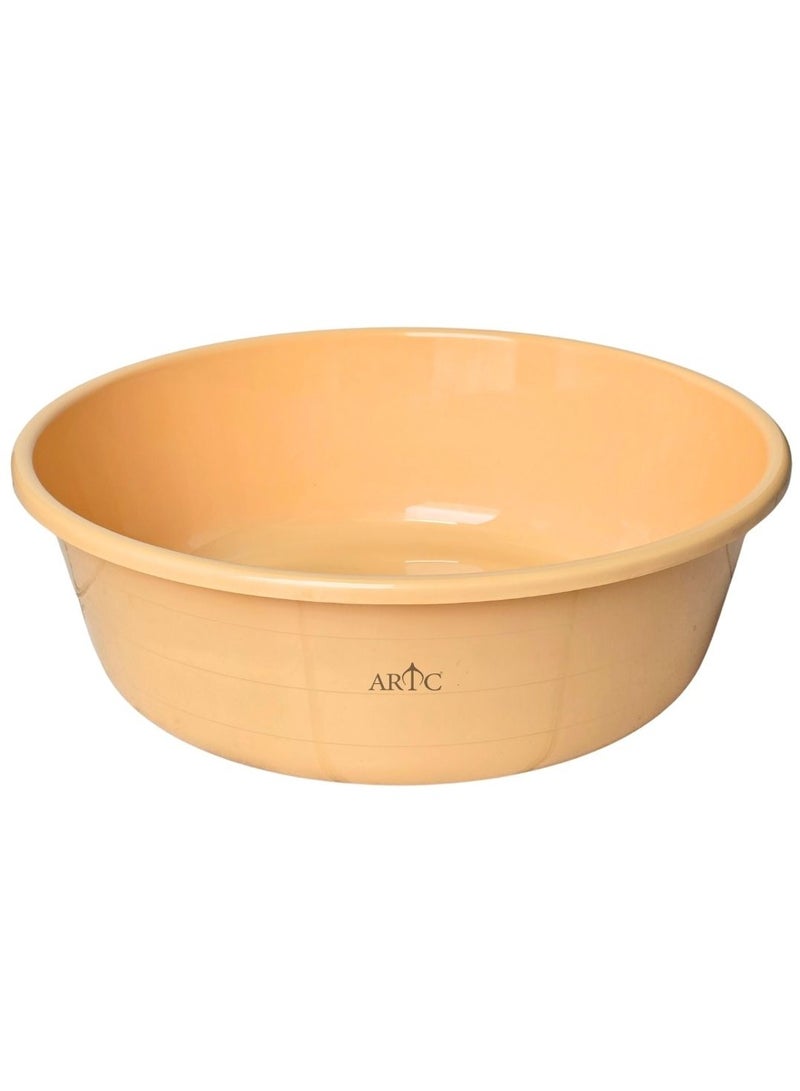 اي ار تي سي حوض استحمام ARTC بلاستيكي متين سعة 27 لترًا (بيج) - حوض دائري فاخر متعدد الأغراض للغسيل وغسل الأطباق والتنظيف والنقع وتخزين المياه وتنظيم المنزل - قابل للتكديس ومتين - Image 1