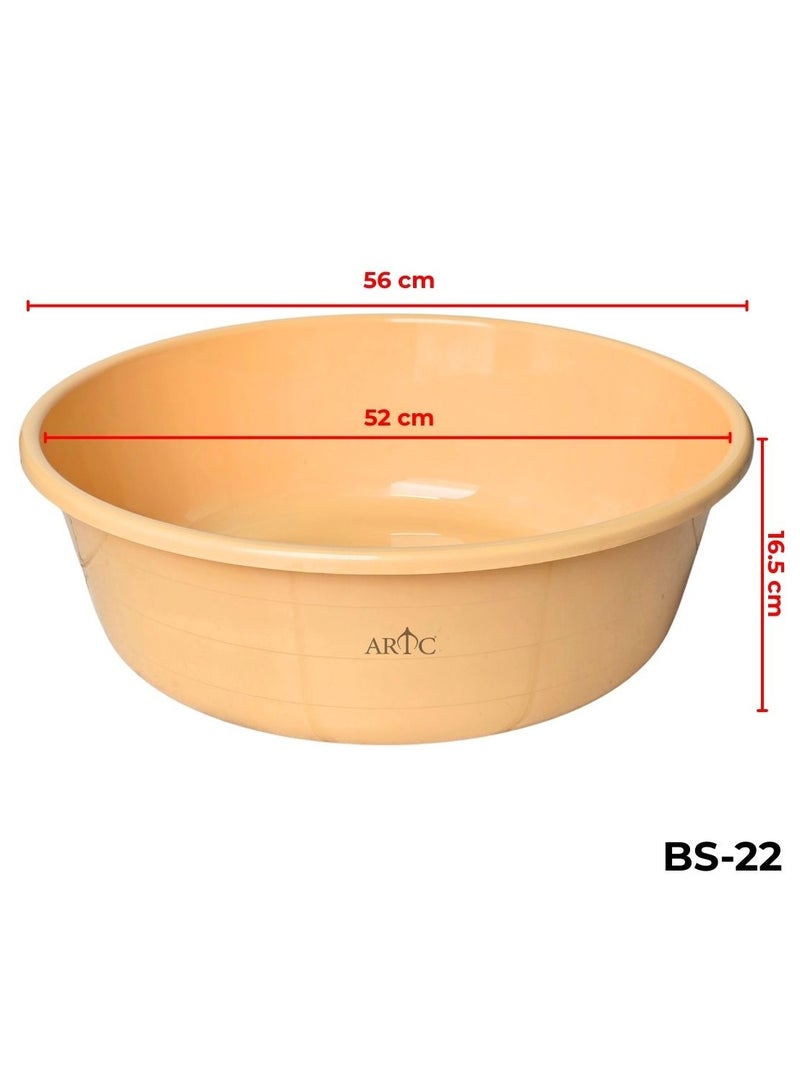 اي ار تي سي حوض استحمام ARTC بلاستيكي متين سعة 27 لترًا (بيج) - حوض دائري فاخر متعدد الأغراض للغسيل وغسل الأطباق والتنظيف والنقع وتخزين المياه وتنظيم المنزل - قابل للتكديس ومتين - Image 2
