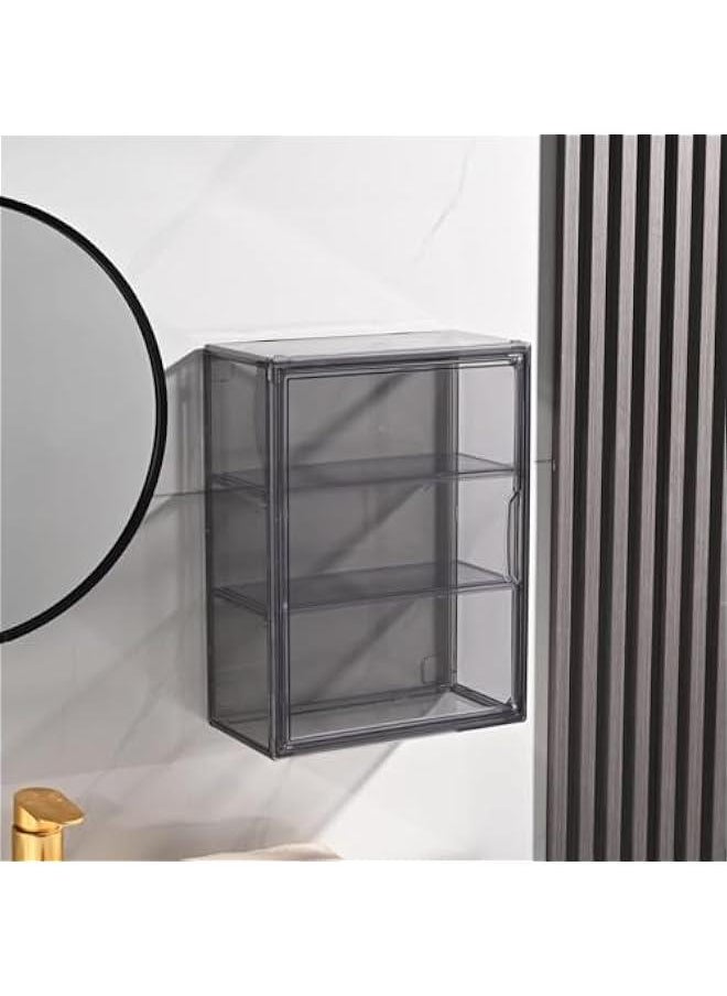 Arabest 3 Tiers Acrylic Display Case with 2 Division Boards, Acrylic Storage Organizers Box with Magnetic Door, Wall-Mounted Dustproof Showcase for Makeups, Purses, Figure  - Image 2