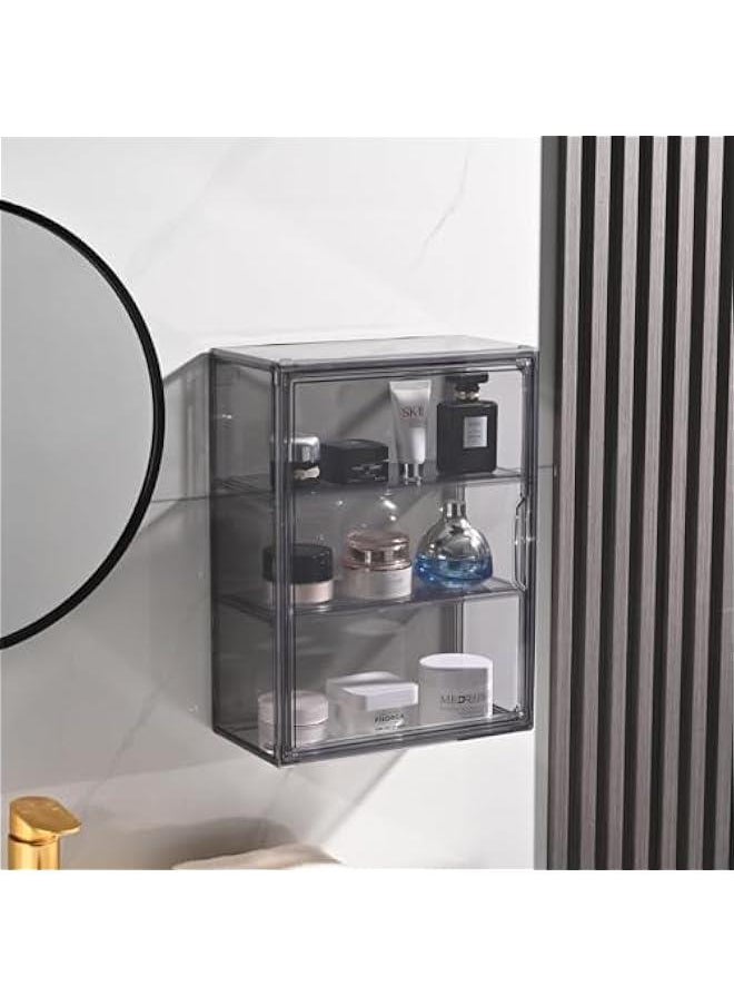 Arabest 3 Tiers Acrylic Display Case with 2 Division Boards, Acrylic Storage Organizers Box with Magnetic Door, Wall-Mounted Dustproof Showcase for Makeups, Purses, Figure  - Image 3