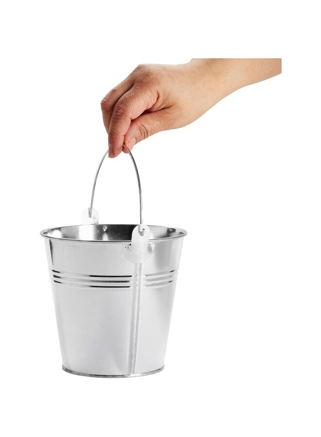 Drinks Buckets, 3PCS Galvanized Metal Buckets with Handles for Party Decorations, Small Tin Pails,small galvanized buckets,decorative gift or home decor (4.7 inch) - Image 5