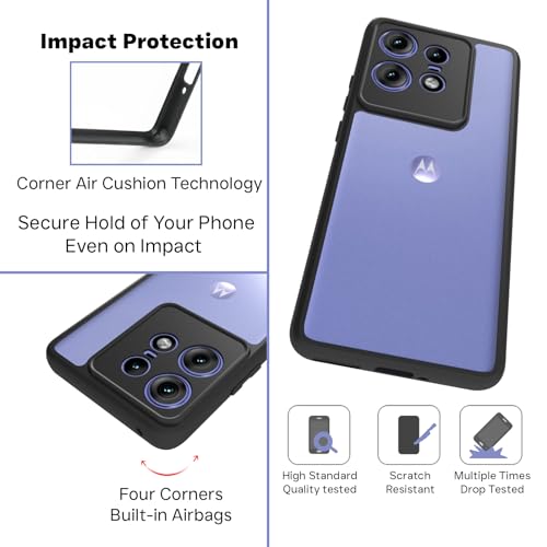 RIGGEAR Shockproof Sleek Hybrid Armor Back Cover Case Compatible with Motorola Moto Edge 50 Pro 5G (Clear PC + Black TPU Bumper) - Image 4