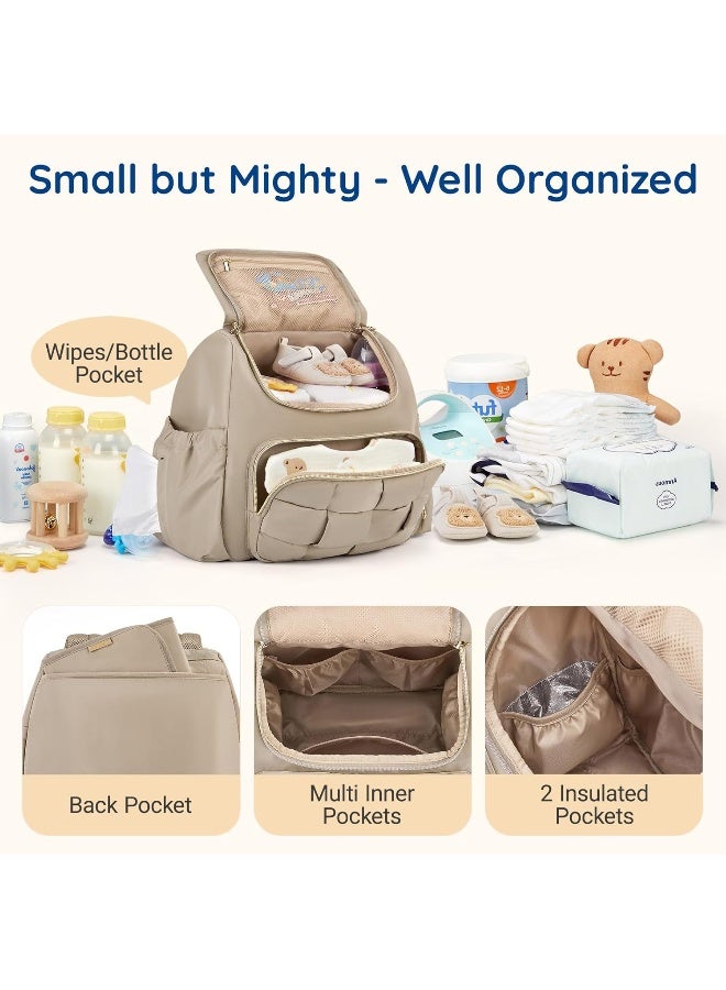 موممور mommore Diaper Bag, Small Baby Diaper Bag, Puffer Quilted Diaper Backpack - Image 2