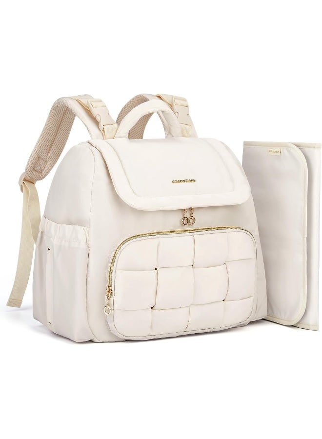 موممور mommore Diaper Bag, Small Baby Diaper Bag, Puffer Quilted Diaper Backpack - Image 1