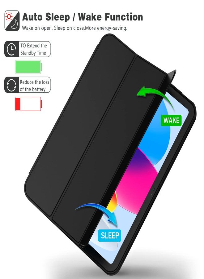 iMieet جراب iMieet الجديد لجهاز iPad مقاس 10.9 بوصة (الجيل العاشر) لعام 2022 مع حامل قلم، جراب ذكي ثلاثي الطي مع ظهر TPU ناعم، خاصية التشغيل/الإيقاف التلقائي (أزرق داكن) - Image 4