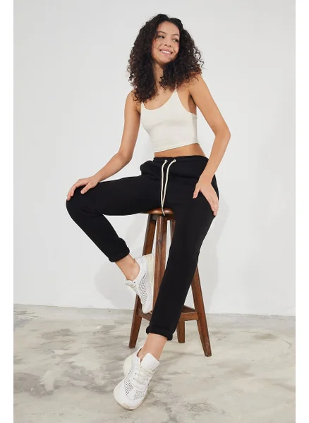 Twenty3 Women's Basic 3 Thread Raised Elastic Legs Thick Jogger Sweatpants