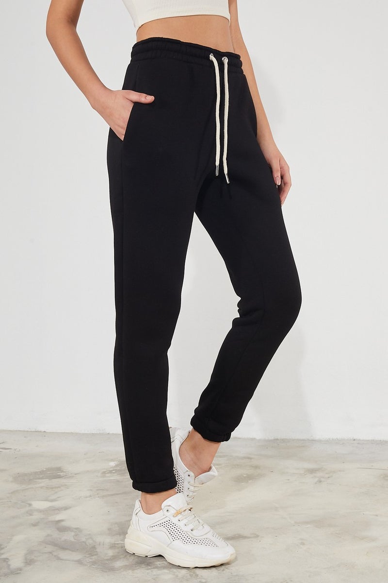 Twenty3 Women's Basic 3 Thread Raised Elastic Legs Thick Jogger Sweatpants  - Image 2