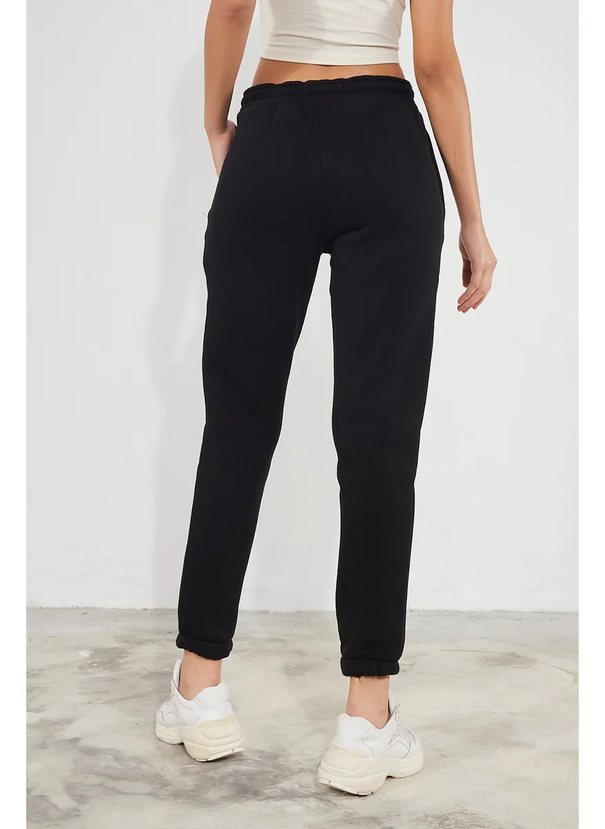 Twenty3 Women's Basic 3 Thread Raised Elastic Legs Thick Jogger Sweatpants