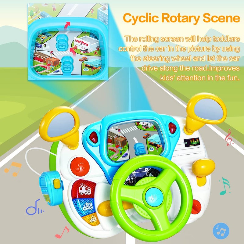 fisca Toddler Steering Wheel Toy Baby Interactive Learning Toy for Toddler 1-3 Year Old, My First Driving Educational Baby Musical Toys with Light and Sound for Preschool Kids - Image 2