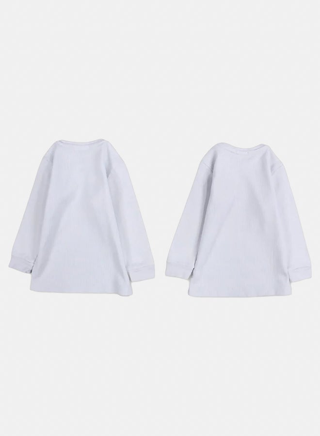 Our kids Pack of 2 – Kids Unisex Ribbed Long-Sleeved Thermal Top White - Image 2