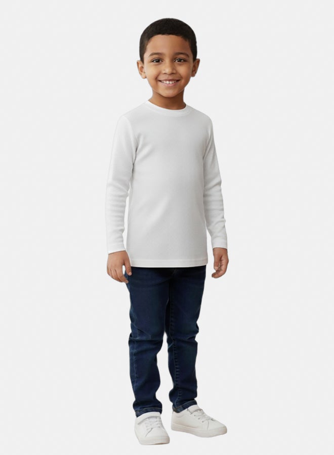 Our kids Pack of 2 – Kids Unisex Ribbed Long-Sleeved Thermal Top White - Image 3