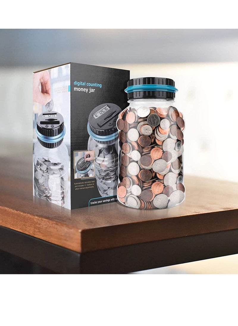 Excellence - Digital Piggy Banks for Adults,Transparent Coin Bank,Automatic Counting Money Bank with LCD,1.8L Large Coin Counter - Image 1