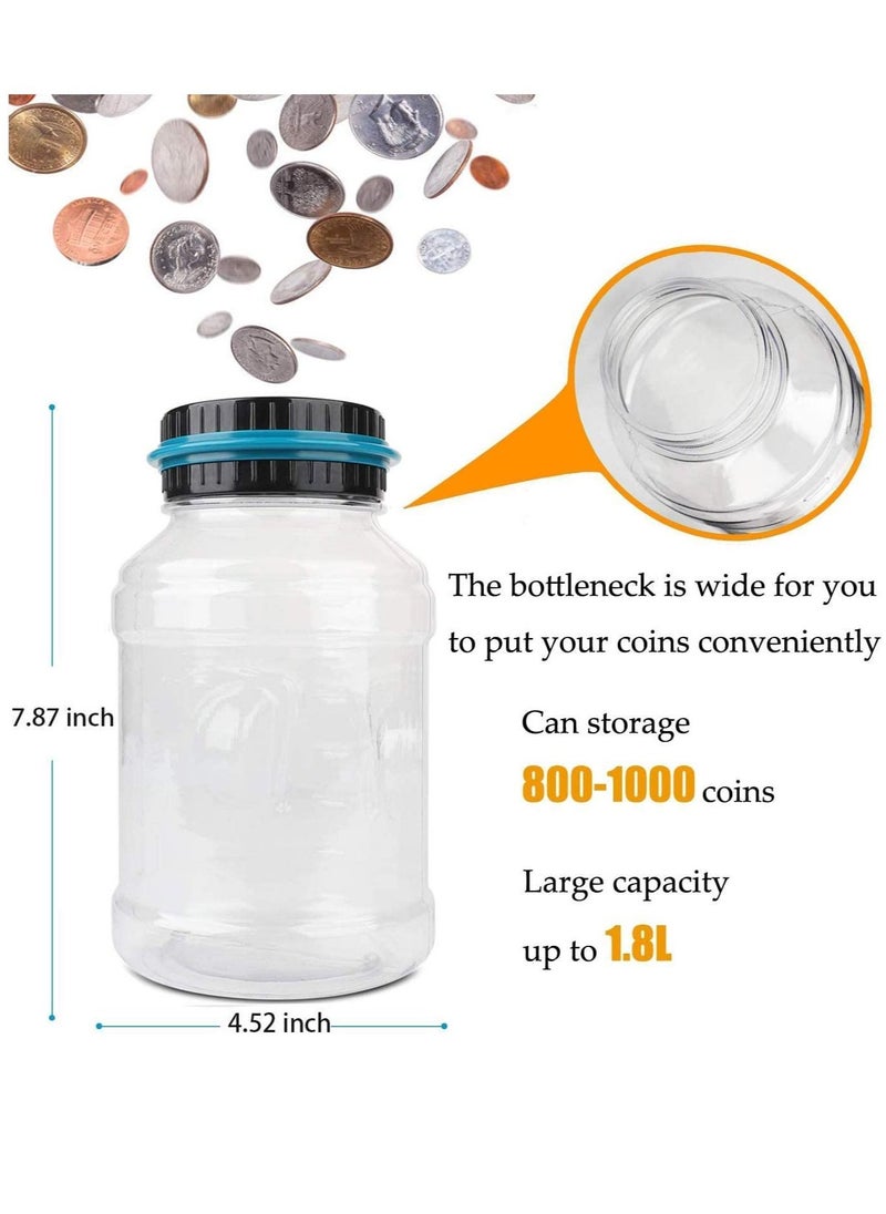 Excellence - Digital Piggy Banks for Adults,Transparent Coin Bank,Automatic Counting Money Bank with LCD,1.8L Large Coin Counter - Image 1