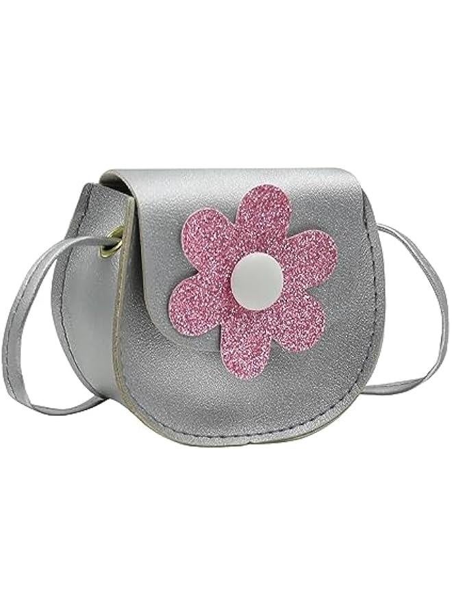 Little Crossbody Bag Purse Mini Single-Shoulder Bag Handbag Pouch Coin Purse for Women Girls Toddler,Silver Flower Purse  - Image 4